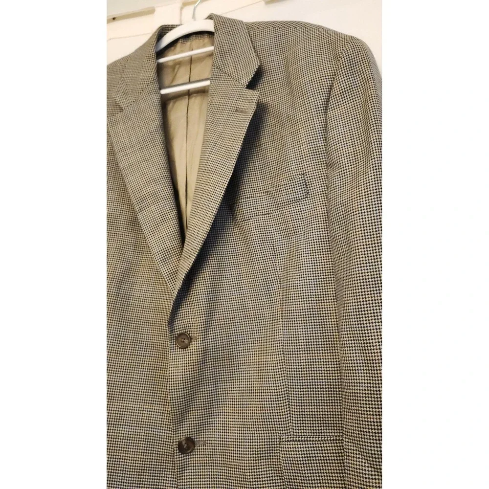Ralph Lauren Blazer Mens 44R Brown Houndstooth Wool‎ Sport Coat Jacket Check
